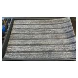Gray and White Striped Polyester Bathmat 24" x 36"
