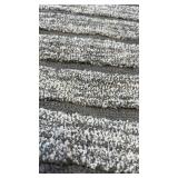 Gray and White Striped Polyester Bathmat 24" x 36"