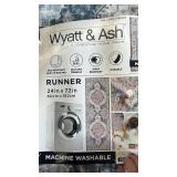 Wyatt & Ash Runner Rug 24in x 72in Machine Washable Rose Pattern
