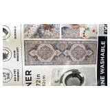Wyatt & Ash Runner Rug 24in x 72in Machine Washable Rose Pattern
