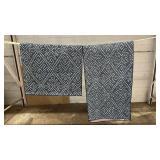 Hudson Living 2 Piece Rug Set Blue Patterned 30x46 in and 23x48 in