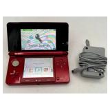 Nintendo 3DS Metallic Red Handheld Video Game Console with Stylus & Pilotwings Resort Game in Good Working Condition