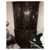 Corner Curio Cabinet wood and glass