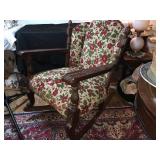 Antique Walnut Floral Rocker