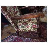 Antique Walnut Floral Rocker