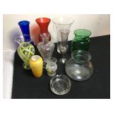Assorted Glass Vases+Ashtray