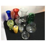 Assorted Glass Vases+Ashtray