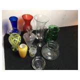 Assorted Glass Vases+Ashtray
