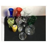 Assorted Glass Vases+Ashtray