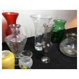 Assorted Glass Vases+Ashtray