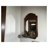 Wall Display Mirror w/Brass Figurines