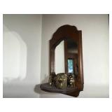 Wall Display Mirror w/Brass Figurines