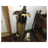Antique Brass Umbrella Holder w/Umbrellas