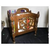 Wooden Magazine Rack w Books