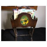 Wooden Magazine Rack w Books