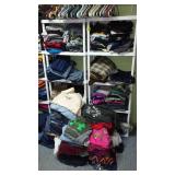 Room FULL of Clothes, Shoes, Hats, Coats, Blankets, Jeans, and More. See Pics! All Sizes, New, Like New and Gently Used. Shelving and Hangers are NOT INCLUDED. Small area in Room is used for personal 