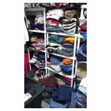 Room FULL of Clothes, Shoes, Hats, Coats, Blankets, Jeans, and More. See Pics! All Sizes, New, Like New and Gently Used. Shelving and Hangers are NOT INCLUDED. Small area in Room is used for personal 