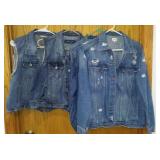 Ladies Denim Jackets (2) and Vest (2). Sizes Approx 3x, Xl and L.