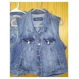 Ladies Denim Jackets (2) and Vest (2). Sizes Approx 3x, Xl and L.