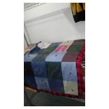 Denim Quilt, Packers Blanket Throw.  Quilt is 78 x 58, Throw is 54 x 48 in. (needs small repair).