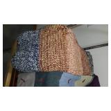 Denim Quilt, Packers Blanket Throw.  Quilt is 78 x 58, Throw is 54 x 48 in. (needs small repair).