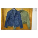 Ladies Denim and Flight Style Jacket. Size Small.