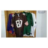 Football and Hockey Jerseys (4) Browns, Notre Dame.