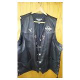 Harley Davidson Leather Vest (3XT) Snap Front, Lace Sides, Eagle on Back. Excellent Condition inside and out.