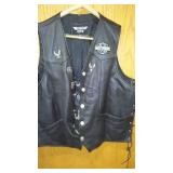 Harley Davidson Leather Vest (3XT) Snap Front, Lace Sides, Eagle on Back. Excellent Condition inside and out.