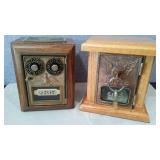 Vintage Banks Created From US Postal Boxes (2) One has Key, other has combination, Excellent working condition.  6 x 6.5 in. and 5 x 6.5 in.