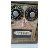 Vintage Banks Created From US Postal Boxes (2) One has Key, other has combination, Excellent working condition.  6 x 6.5 in. and 5 x 6.5 in.