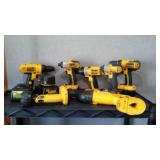 Assorted DeWalt Cordless Tools, Chargers and Battereis.