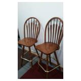 Wood Swivel Bar Chairs (2)