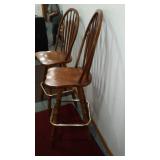 Wood Swivel Bar Chairs (2)