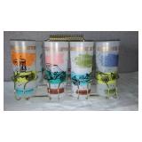 Vintage 1950s Hazel Atlas Tumblers And Carrier, Barware.