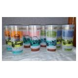 Vintage 1950s Hazel Atlas Tumblers And Carrier, Barware.