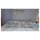 Vintage 1950s Hazel Atlas Tumblers And Carrier, Barware.