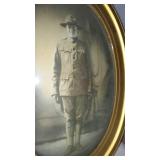 WWI Soldier, Framed With Convex Glass, Embroidered Towels And More.