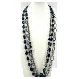Collection of Black and Silver Tone Fashion Jewelry Necklaces and Earrings