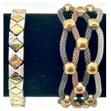 Gold and Silver Tone Necklace with 2 Statement Bracelets