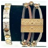 Gold and Silver Tone Necklace with 2 Statement Bracelets