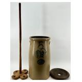 Antique Red Wing 5-Gallon Stoneware Butter Churn with Lid and Dasher