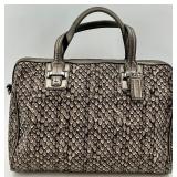 Coach Metallic Snake Print Satchel Handbag with Shoulder Strap