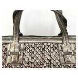 Coach Metallic Snake Print Satchel Handbag with Shoulder Strap