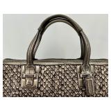 Coach Metallic Snake Print Satchel Handbag with Shoulder Strap