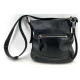Coach Black Leather Crossbody Shoulder Bag with Silver Hardware