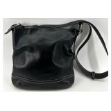 Coach Black Leather Crossbody Shoulder Bag with Silver Hardware