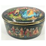 Russian Hand-Painted Porcelain Trinket Box with Fairy Tale Scene