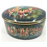 Russian Hand-Painted Porcelain Trinket Box with Fairy Tale Scene
