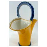 Chinese Elder Figure and Yellow Basket Vase